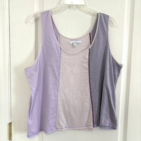 Fourteenth Place Nordstrom Colorblock Tank Top Purple Orchid Petal Size 1X - Picture 3 of 5